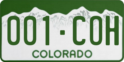 CO license plate 001COH