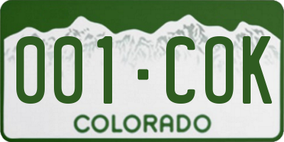 CO license plate 001COK