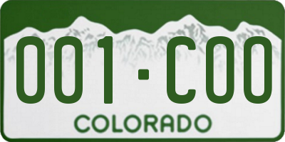 CO license plate 001COO