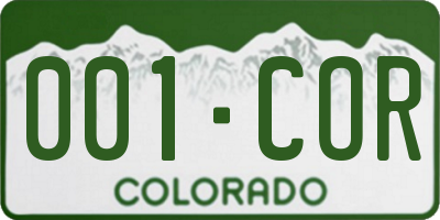 CO license plate 001COR