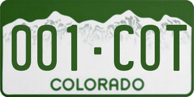 CO license plate 001COT