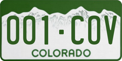 CO license plate 001COV