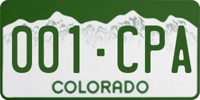 CO license plate 001CPA