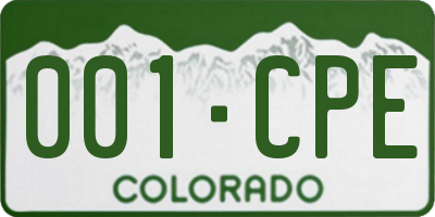 CO license plate 001CPE