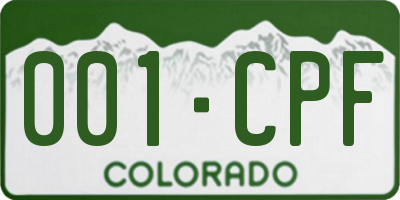 CO license plate 001CPF