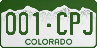 CO license plate 001CPJ