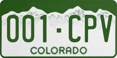 CO license plate 001CPV