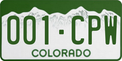 CO license plate 001CPW