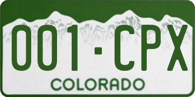 CO license plate 001CPX