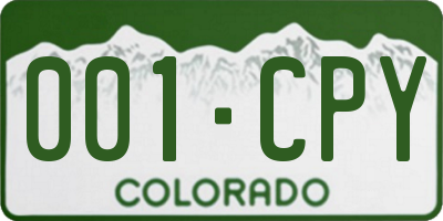 CO license plate 001CPY