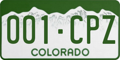 CO license plate 001CPZ