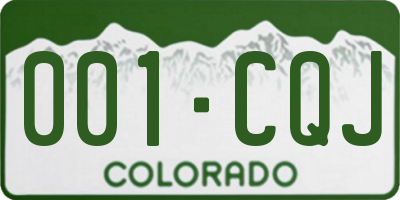 CO license plate 001CQJ