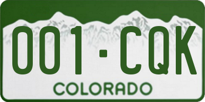 CO license plate 001CQK