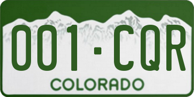 CO license plate 001CQR