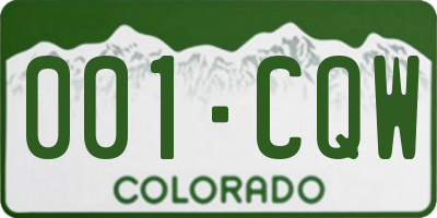 CO license plate 001CQW