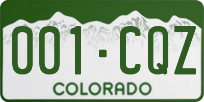 CO license plate 001CQZ