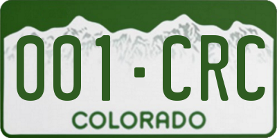 CO license plate 001CRC