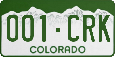 CO license plate 001CRK