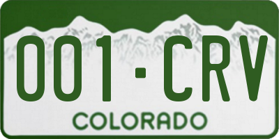 CO license plate 001CRV