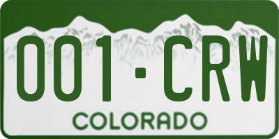 CO license plate 001CRW