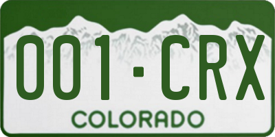 CO license plate 001CRX