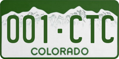 CO license plate 001CTC