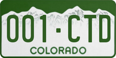 CO license plate 001CTD