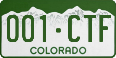 CO license plate 001CTF