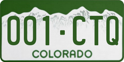 CO license plate 001CTQ