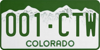 CO license plate 001CTW