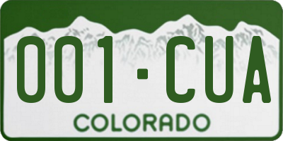 CO license plate 001CUA