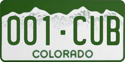 CO license plate 001CUB