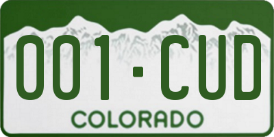 CO license plate 001CUD