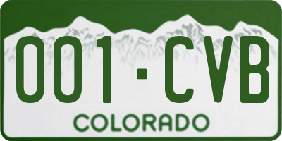 CO license plate 001CVB