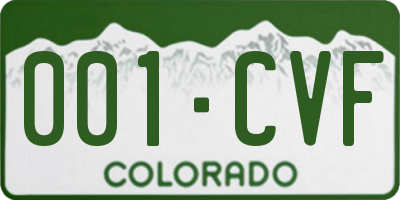 CO license plate 001CVF