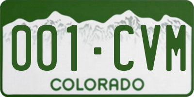 CO license plate 001CVM