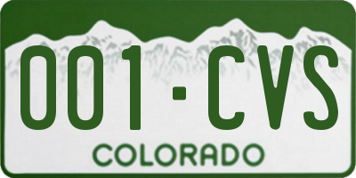 CO license plate 001CVS