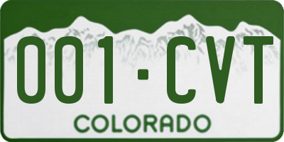 CO license plate 001CVT