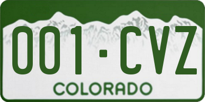 CO license plate 001CVZ