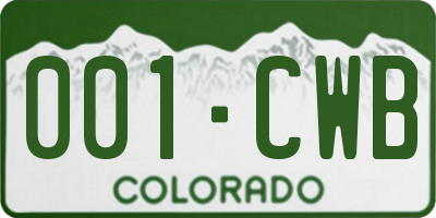 CO license plate 001CWB