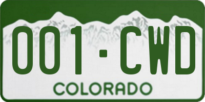 CO license plate 001CWD