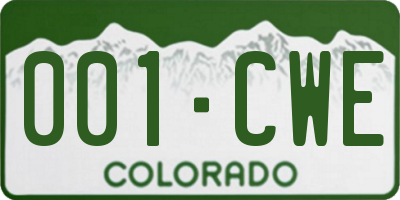 CO license plate 001CWE