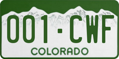 CO license plate 001CWF