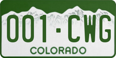 CO license plate 001CWG