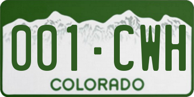 CO license plate 001CWH