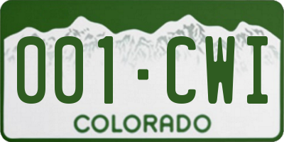 CO license plate 001CWI