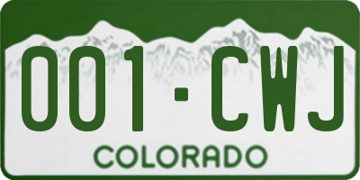 CO license plate 001CWJ
