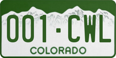 CO license plate 001CWL