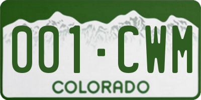 CO license plate 001CWM