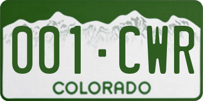 CO license plate 001CWR